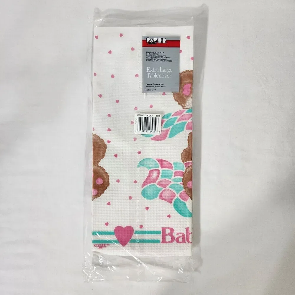 Vintage Paper Art Extra Large Table Cover Baby Shower 54x102